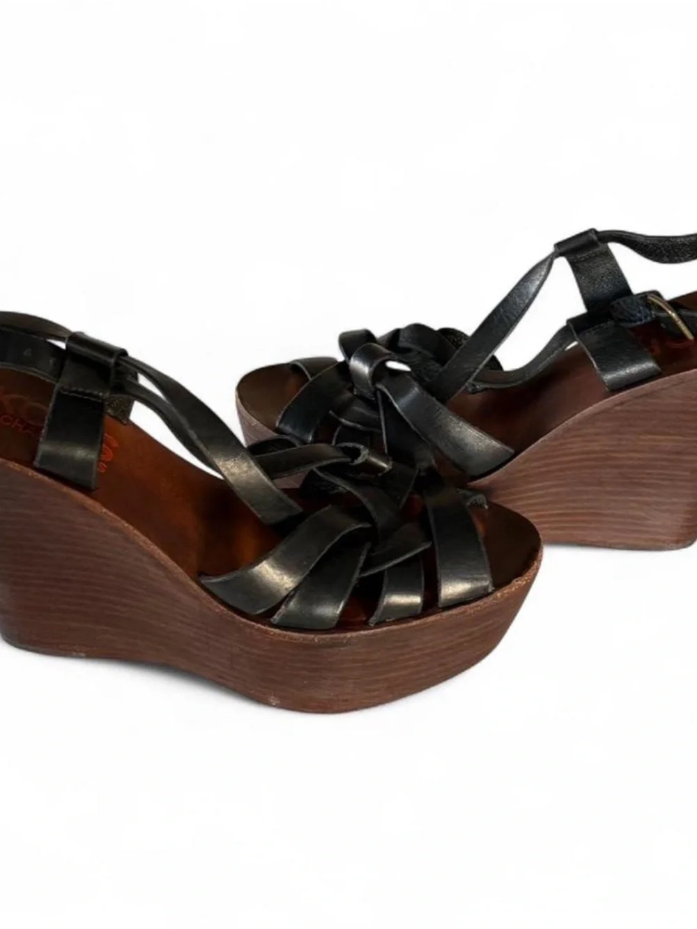 Michael Kors Black Leather Woven Strap Sandals